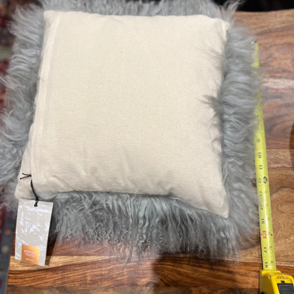 Mongolian Lamb Grey accent pillows (3)